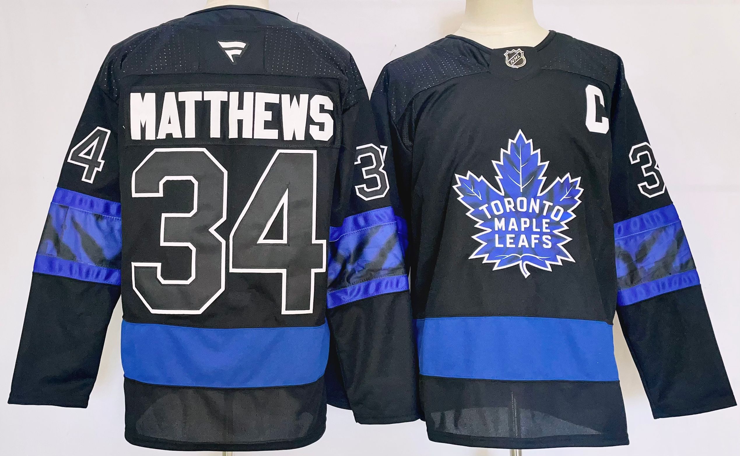 Men Toronto Maple Leafs 34 Matthews Black 2025 Home Premier Player NHL Jersey